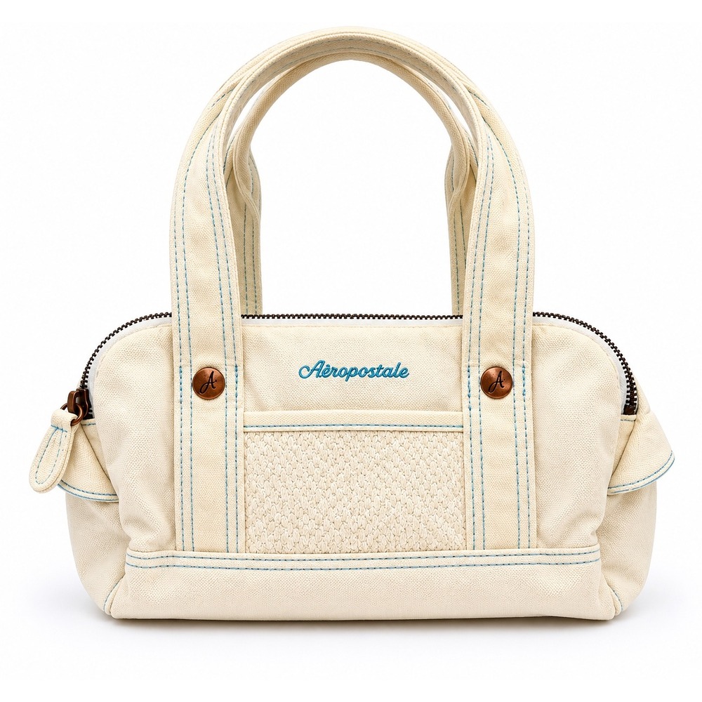 Aeropostale Vintage Y2K 2000's Chic White Canvas Small Shoulder Bag Purse